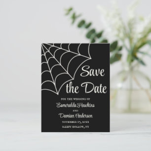 Spiderwebs Black and White Gothic Save the Date Invitation