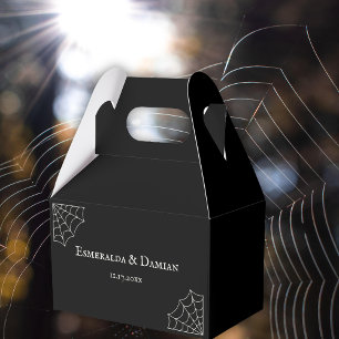 Spiderwebs Black and White Gothic Wedding Favour Box