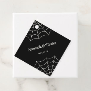 Spiderwebs Black and White Gothic Wedding Favour Tags