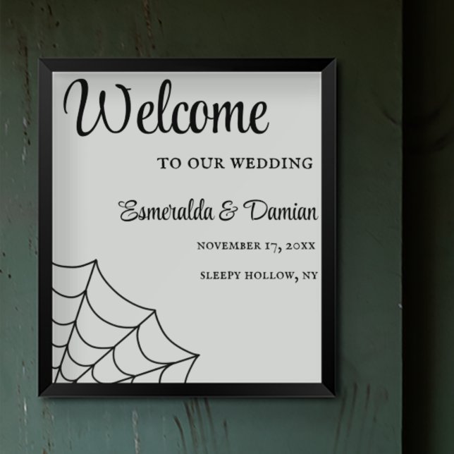 Spiderwebs Black and White Gothic Wedding Poster (Creator Uploaded)