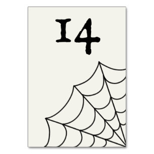 Spiderwebs Black and White Gothic Wedding Table Number