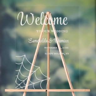 Spiderwebs Gothic Wedding Welcome Acrylic Sign