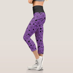 Spiderwebs Halloween Custom Colour Capri Leggings