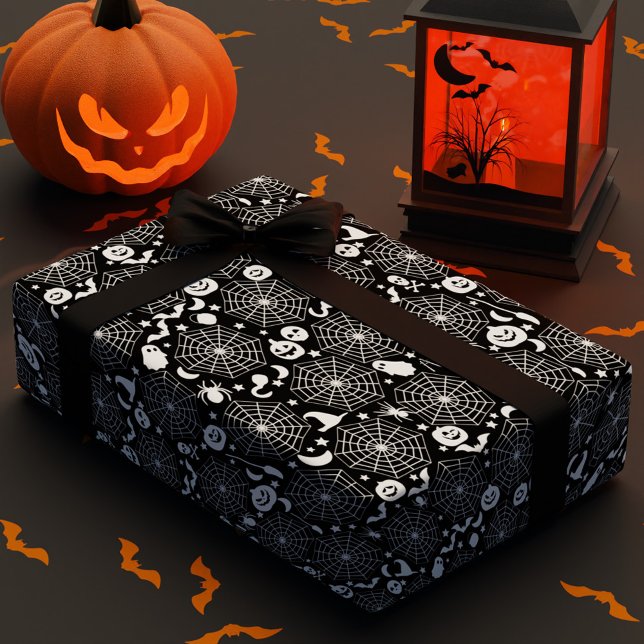 Spiderwebs Halloween Custom Colour Wrapping Paper (Spiderwebs Halloween Custom Color Wrapping Paper)