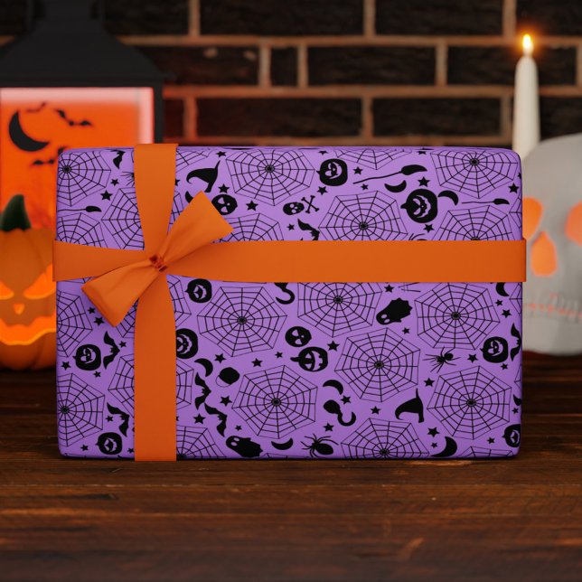 Spiderwebs Halloween Custom Colour Wrapping Paper (Spiderwebs Halloween Custom Color Wrapping Paper)