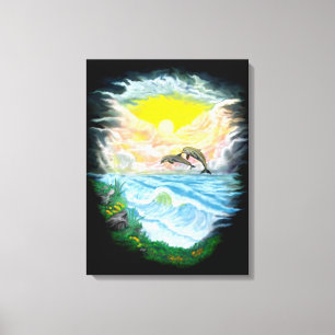 Spielenden Delfine im Sonnenschein Canvas Print