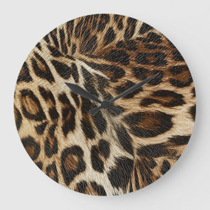 Spiffy Leopard Spots Leather Grain Look Large Clock