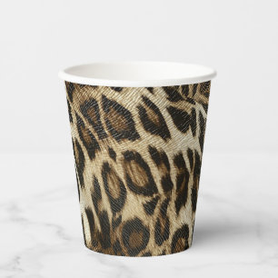 Spiffy Leopard Spots Leather Grain Look Paper Cups