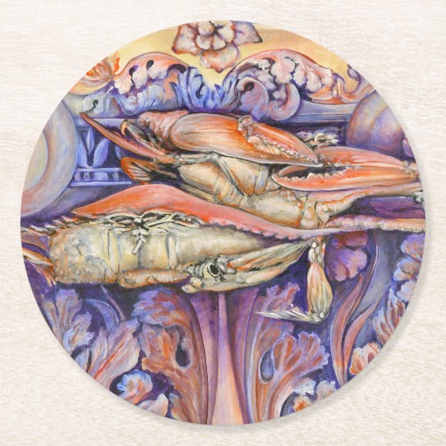 Spike and Curly Playing Tag Round Paper Coaster (Front)