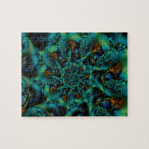 Spike   Blue and Green Fractal Art Jigsaw Puzzle