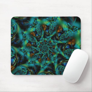 Spike   Blue and Green Fractal Art Mouse Mat