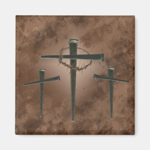 spike cross and crown of thorns magnet