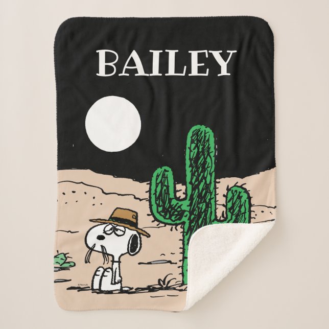 Spike in a Moonlit Desert Sherpa Blanket (Front)