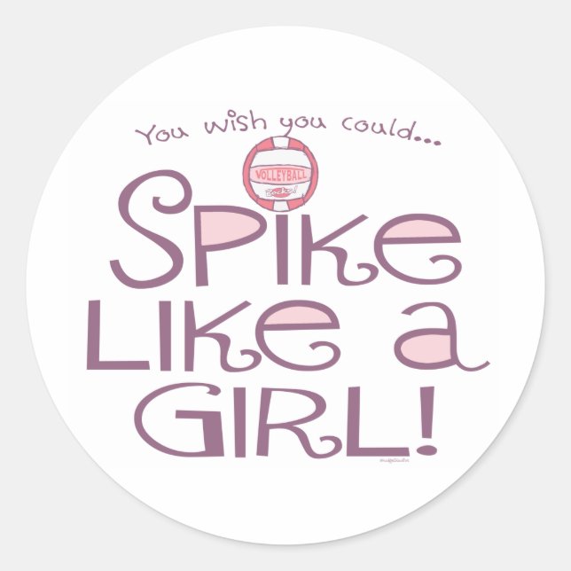 Spike Like a Girl Classic Round Sticker (Front)