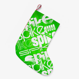 Spike; Neon Green Stripes Small Christmas Stocking