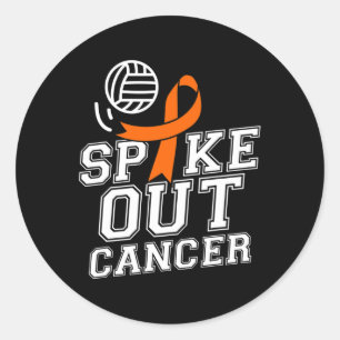 Spike Out Volleyball Leukemia Cancer Awareness Rib Classic Round Sticker