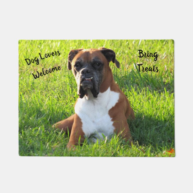 Spike the Boxer Dog - Dog Lovers - Door Mat (Front)