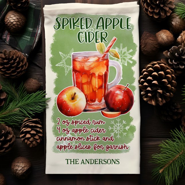 Spiked Apple Cider Christmas Cocktail Recipe Tea Towel (Creator Uploaded)