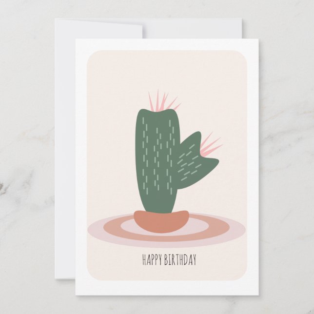 Spiked Cactus Tall Plant Birthday Card (Front)