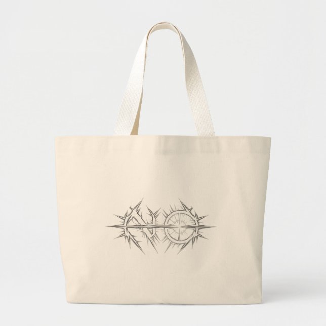 Spiked "NO" Ring Slash Large Tote Bag (Front)