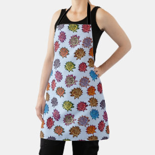 Spiked Rose Print, Modern Style Floral Pattern Apron
