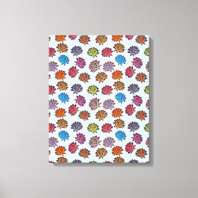 Spiked Rose Print, Modern Style Floral Pattern Canvas Print (Front)