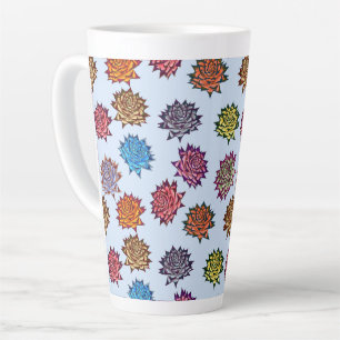 Spiked Rose Print, Modern Style Floral Pattern Latte Mug