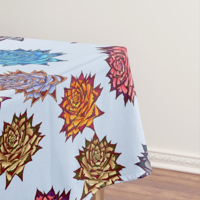 Spiked Rose Print, Modern Style Floral Pattern Tablecloth (In Situ)