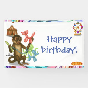 Spike's balloon monkey magic birthday banner