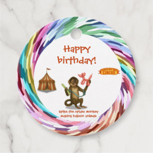 Spike's balloon monkey magic favour tags