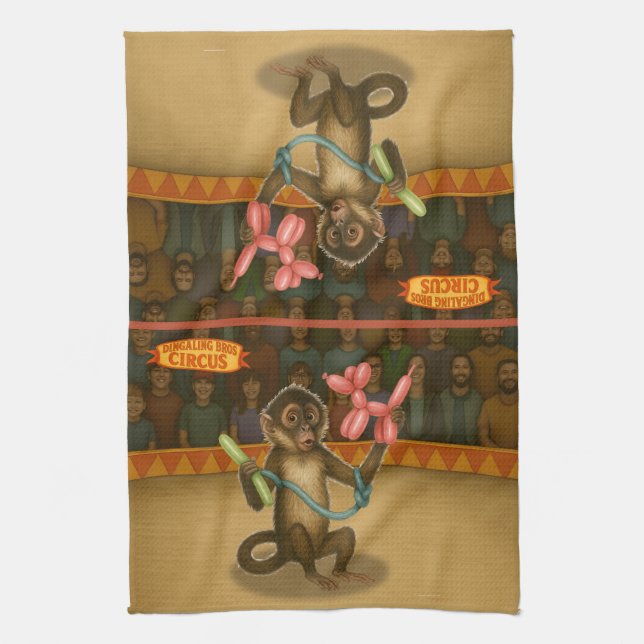 Spike's balloon monkey magic tea towel (Vertical)