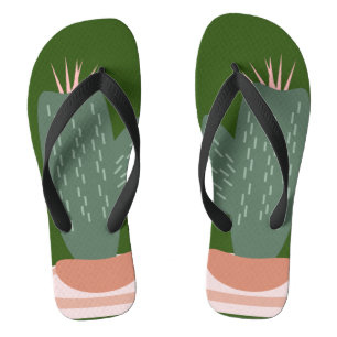 Spikes Cactus Plant Green Pink Flip Flops