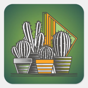 SPIKEY LITTLE CACTUS COLLECTION SQUARE STICKER