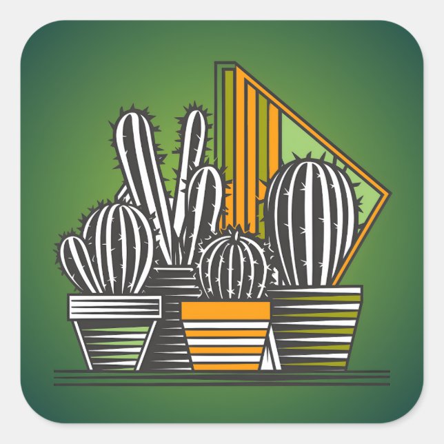 SPIKEY LITTLE CACTUS COLLECTION SQUARE STICKER (Front)