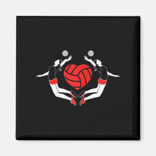 Spiking Players Volleyball Heart  Magnet