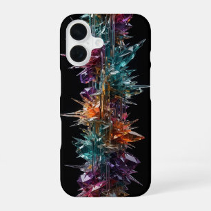 Spiky Crystal Shard Column - Gold Teal Magenta iPhone 16 Case