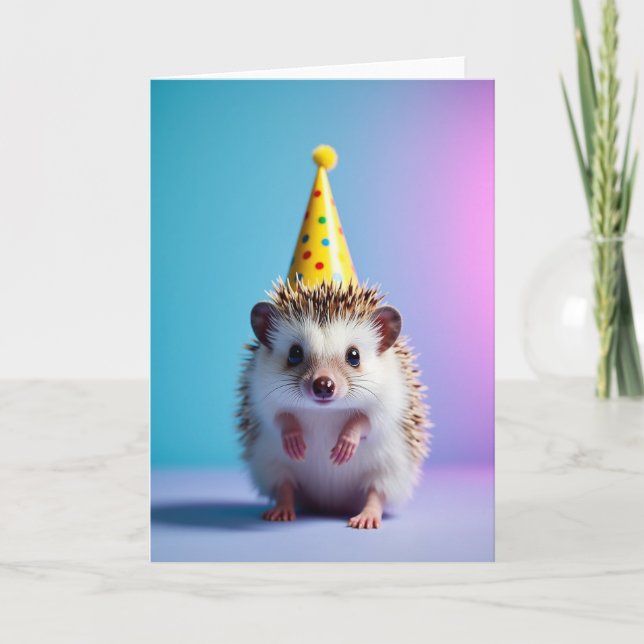 Spiky Friend Birthday Hat Card (Front)