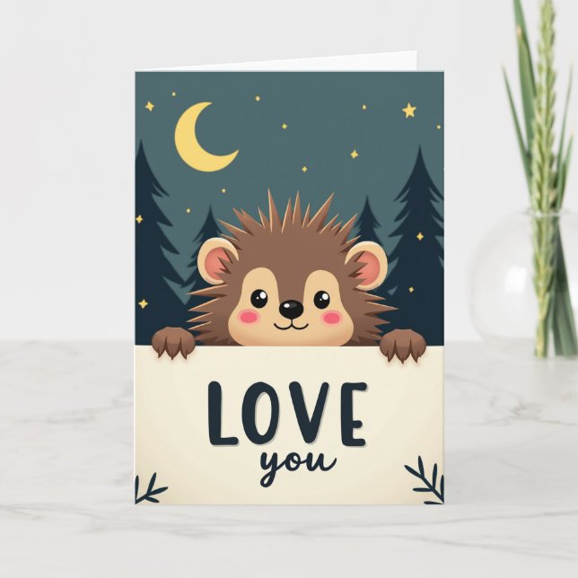 Spiky Hedgehog Love You Card (Front)