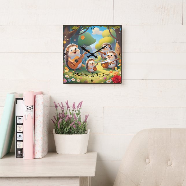 "Spiky Music Jam" Square Wall Clock (Reading Room)