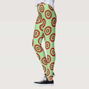 Spiky Red and Green Circles Leggings