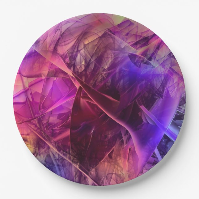 Spiky Shiny Faux Glass Texture Abstract Design Paper Plate (Front)