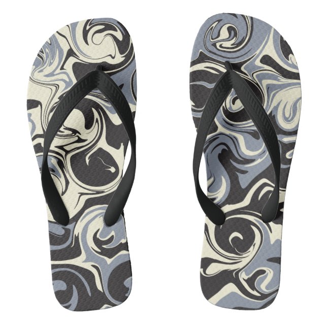 Spill - Black, Grey and Cream Flip Flops (Footbed)