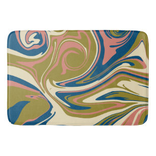 Spill - Blue, Olive Green, Pink and Cream Bath Mat