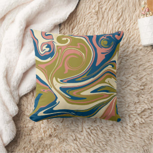 Spill - Blue, Olive Green, Pink and Cream Cushion