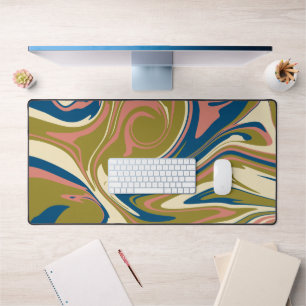 Spill - Blue, Olive Green, Pink and Cream Desk Mat