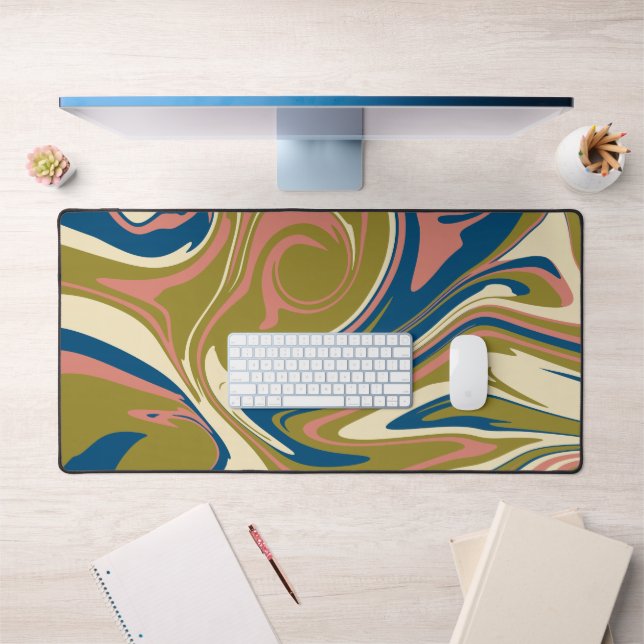 Spill - Blue, Olive Green, Pink and Cream Desk Mat (Office 1)