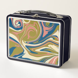 Spill - Blue, Olive Green, Pink and Cream Metal Lunch Box