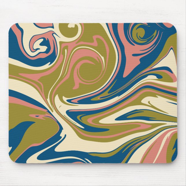 Spill - Blue, Olive Green, Pink and Cream Mouse Mat (Front)