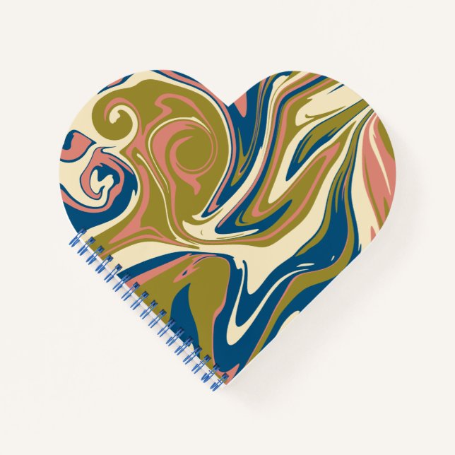 Spill - Blue, Olive Green, Pink and Cream Notebook (Front)