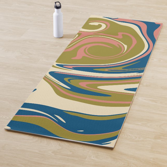 Spill - Blue, Olive Green, Pink and Cream Yoga Mat (In Situ)